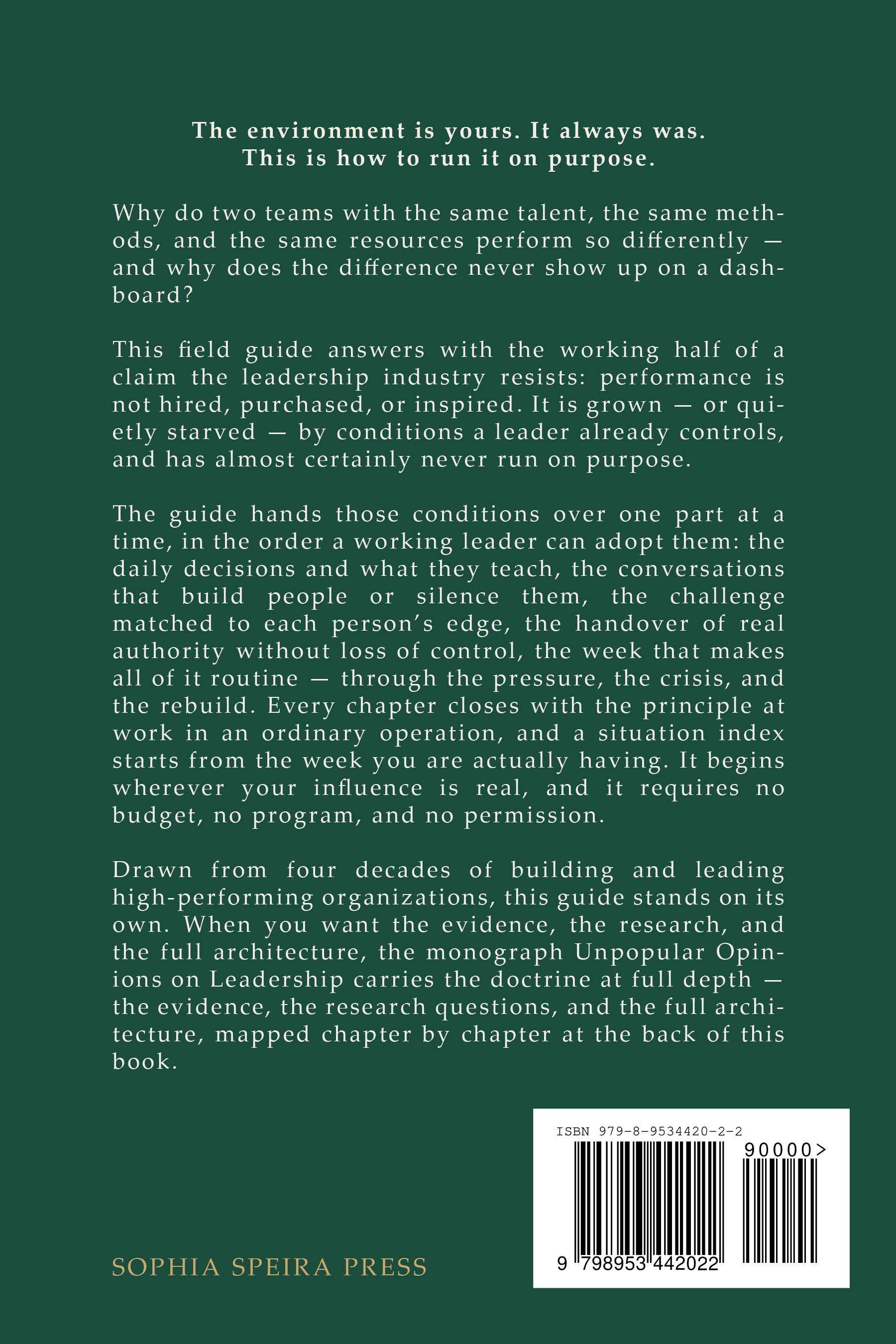 Back cover of Field Guide: Unpopular Opinions on Leadership